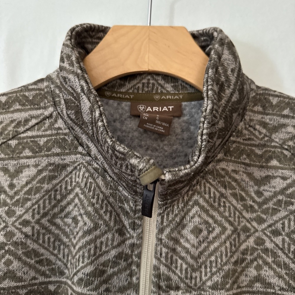 Ariat Caldwell Full Zip Sweater Mens Large Olive Southwestern Jacket Aztec